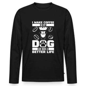 Barista Kaffee Hund - Männer Premium Bio Langarmshirt - Schwarz - Vorne - Nico (187cm)