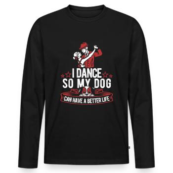 Chien professeur de danse - T-shirt manches longues Premium bio Homme - noir - Devant - Nico (187cm)