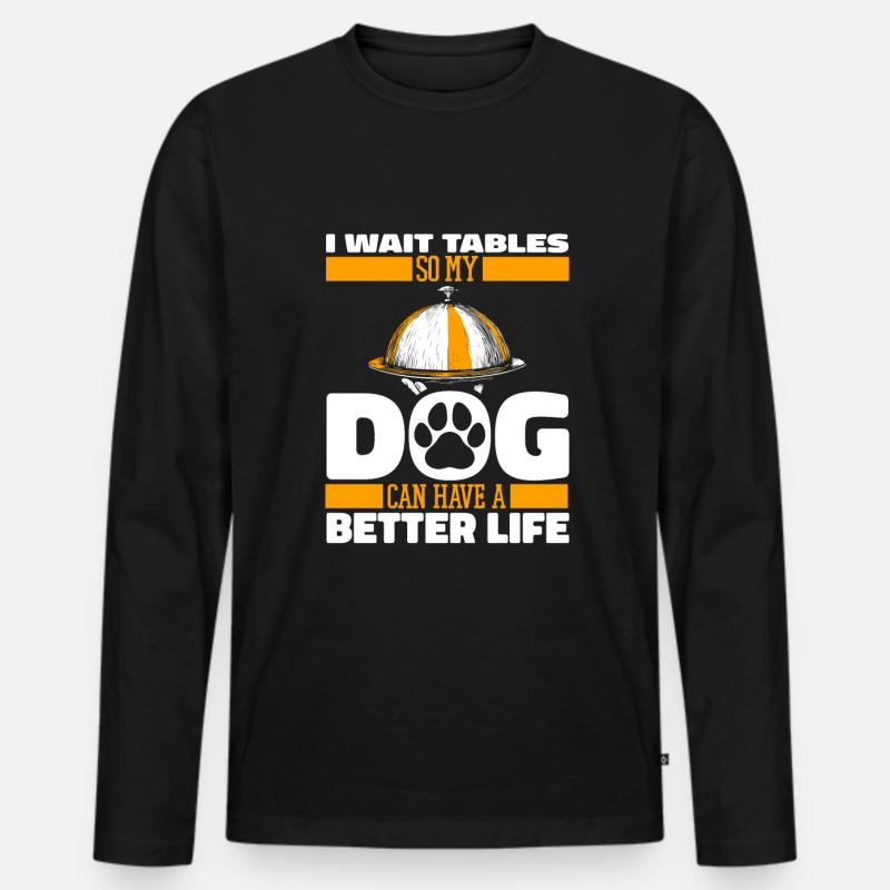 Kellner Kellnerin Hund - Männer Premium Bio Langarmshirt - Schwarz
