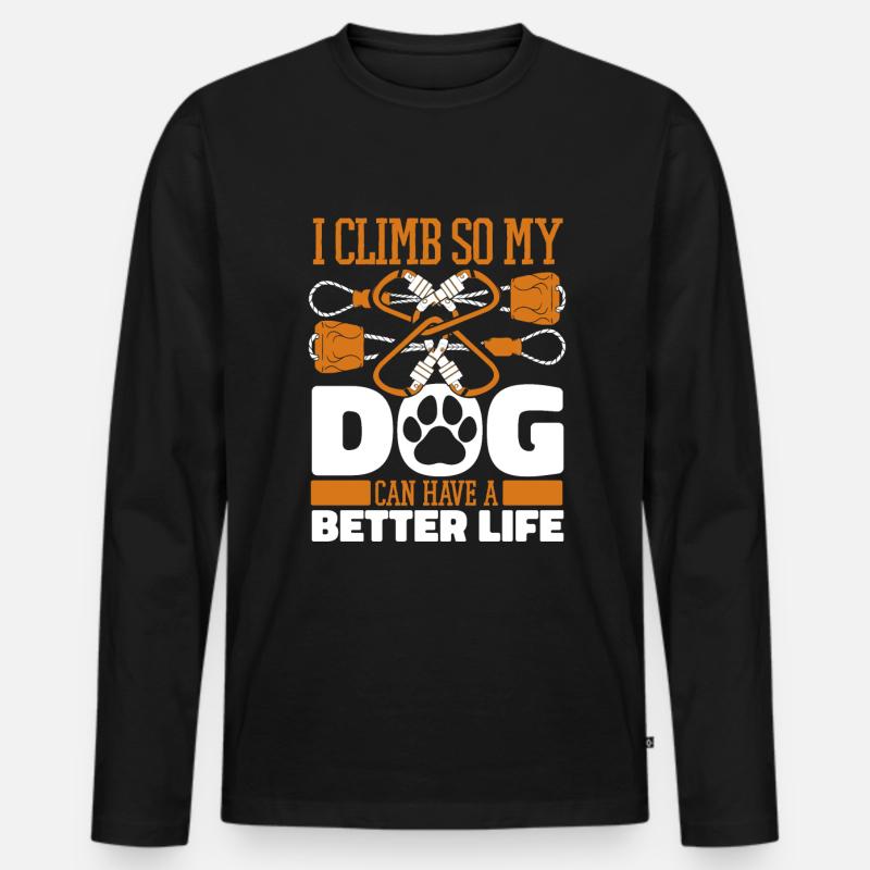 Klettern Kletterer Hund - Männer Premium Bio Langarmshirt - Schwarz