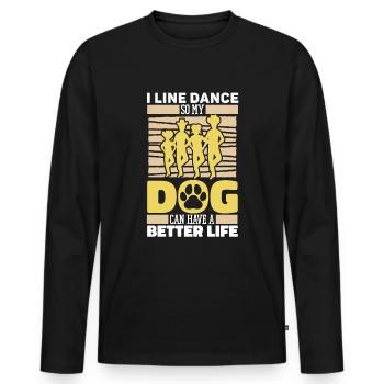 Line Dance Dog - Men's Premium Organic Long Sleeve Shirt - black - Front - Nico (187cm)