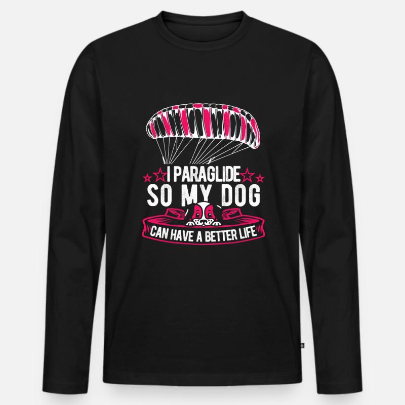 Paragleiter Paragleiten Hund - Männer Premium Bio Langarmshirt - Schwarz