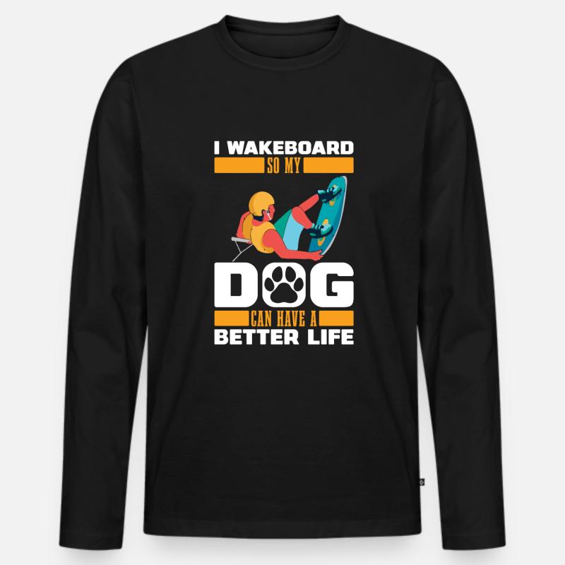 Wakeboard Wakeboarder Hund - Männer Premium Bio Langarmshirt - Schwarz