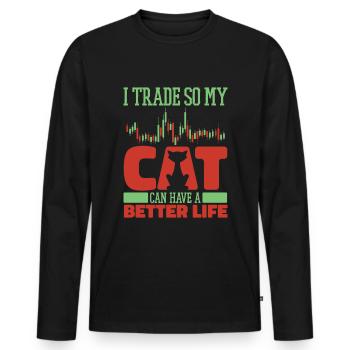 Day Trading Day Trader Cat - T-shirt manches longues Premium bio Homme - noir - Devant - Nico (187cm)