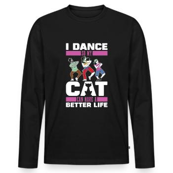 Professeur de danse chat - T-shirt manches longues Premium bio Homme - noir - Devant - Nico (187cm)