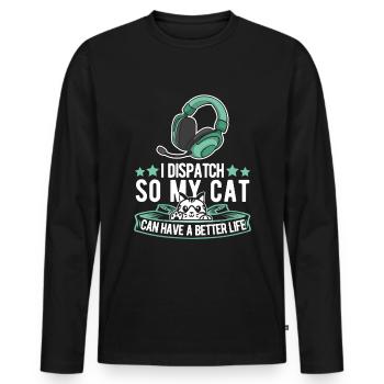 Chats du centre de contrôle des appels d’urgence - T-shirt manches longues Premium bio Homme - noir - Devant - Nico (187cm)
