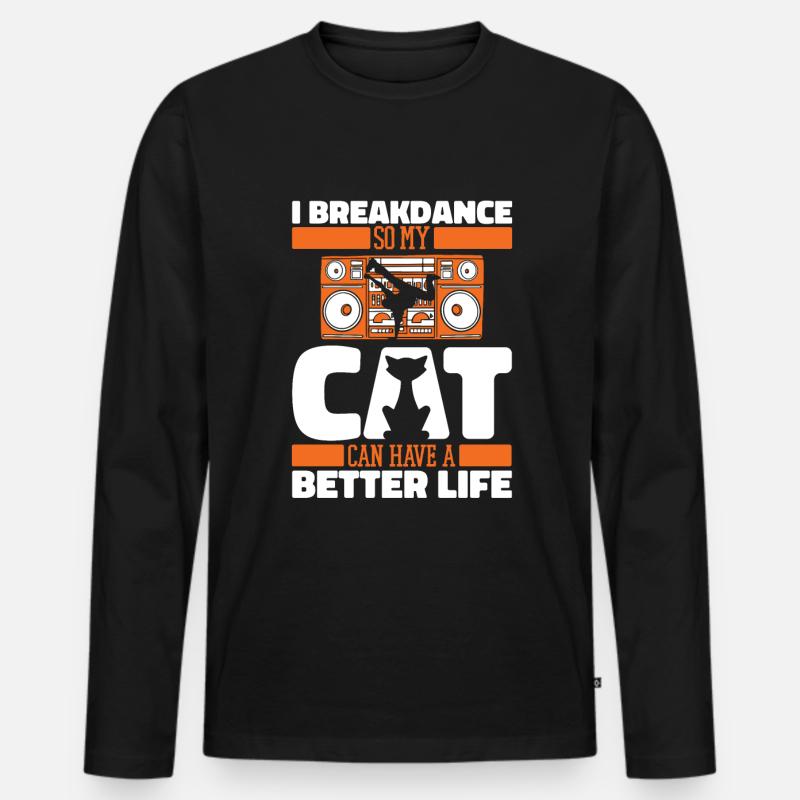 Breakdance Breakdancer Breakdancing Katze - Männer Premium Bio Langarmshirt - Schwarz