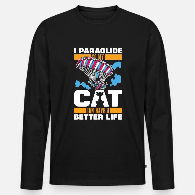 Paragleiter Paragleiten Katze - Männer Premium Bio Langarmshirt - Schwarz