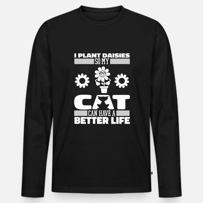 Gänseblume Gänseblümchen Katze - Männer Premium Bio Langarmshirt - Schwarz