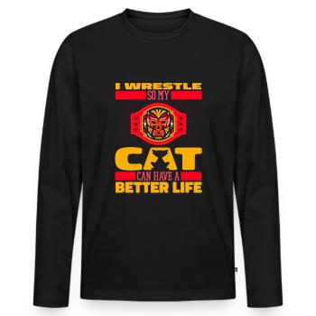Wrestling Wrestler Katze - Männer Premium Bio Langarmshirt - Schwarz - Vorne - Nico (187cm)