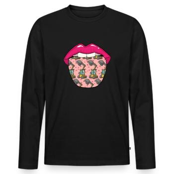 Baggerfahrer Lippen - Männer Premium Bio Langarmshirt - Schwarz - Vorne - Nico (187cm)