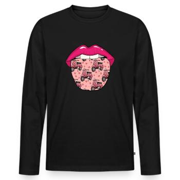 Motorroller Lippen - Männer Premium Bio Langarmshirt - Schwarz - Vorne - Nico (187cm)
