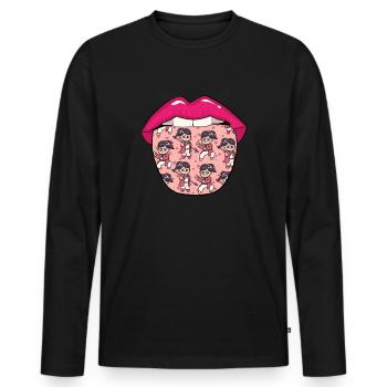 Kung Fu Tongue - Men's Premium Organic Long Sleeve Shirt - black - Front - Nico (187cm)