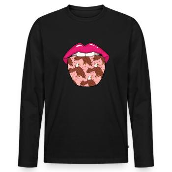 Adler Zunge - Männer Premium Bio Langarmshirt - Schwarz - Vorne - Nico (187cm)