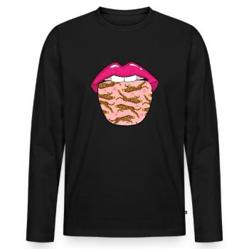 Lèvres Jaguar - T-shirt manches longues Premium bio Homme - noir - Devant - Nico (187cm)