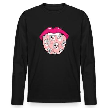 Lama Llama Langue - T-shirt manches longues Premium bio Homme - noir - Devant - Nico (187cm)