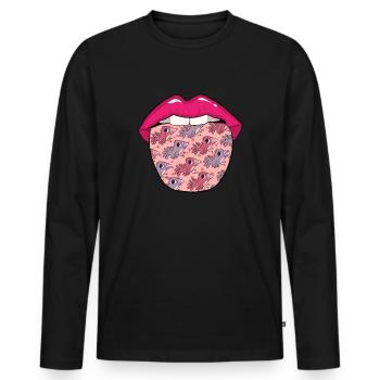 Bird Ornithologist Tongue - Men's Premium Organic Long Sleeve Shirt - black - Front - Nico (187cm)