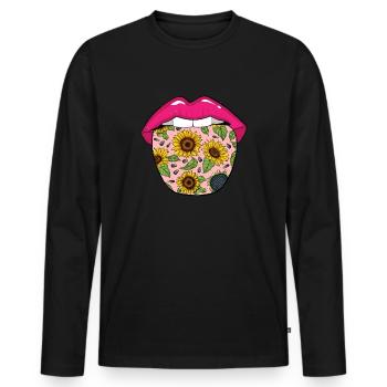 Sonnenblume Zunge - Männer Premium Bio Langarmshirt - Schwarz - Vorne - Nico (187cm)