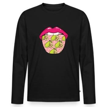 Avocado Zunge - Männer Premium Bio Langarmshirt - Schwarz - Vorne - Nico (187cm)