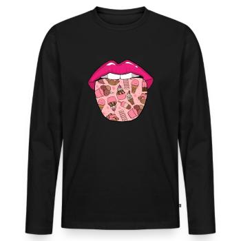 Eiscreme Zunge - Männer Premium Bio Langarmshirt - Schwarz - Vorne - Nico (187cm)