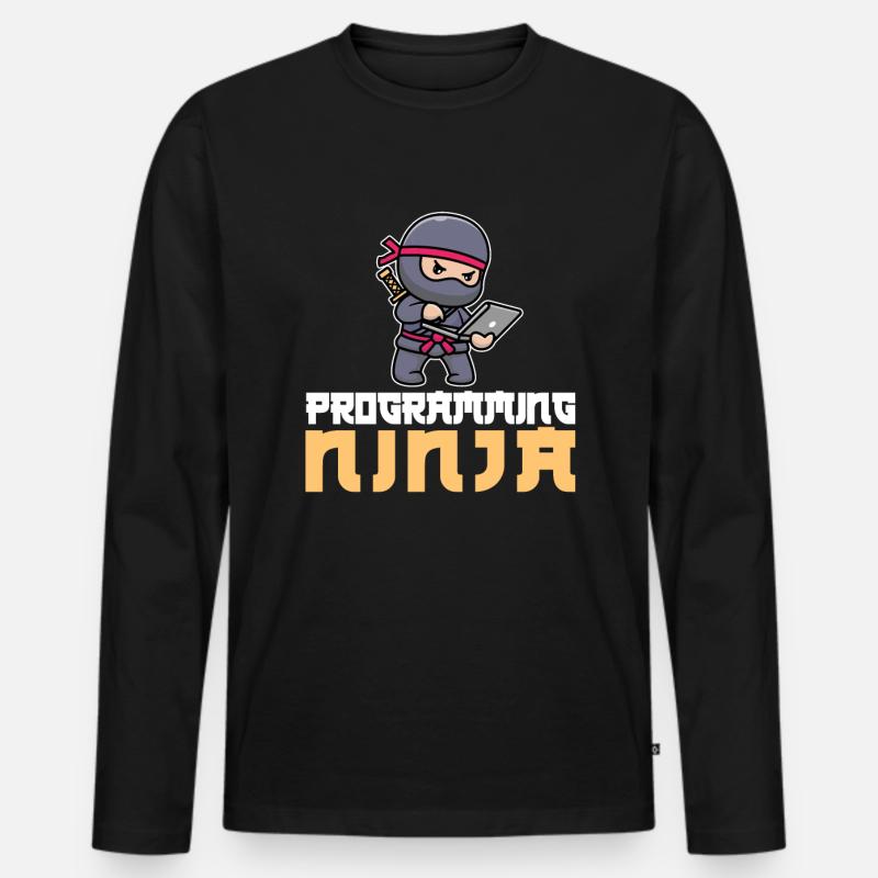 Entwickler Coder Programmierer Ninja - Männer Premium Bio Langarmshirt - Schwarz