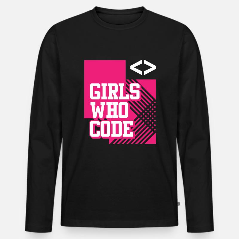 Entwickler Coder Programmierer Mädchen - Männer Premium Bio Langarmshirt - Schwarz