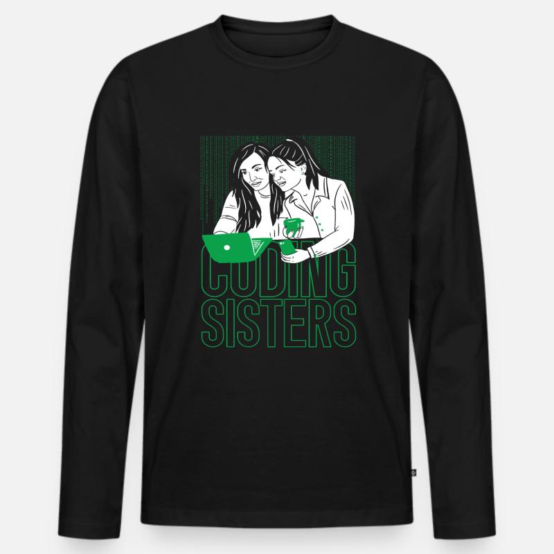 Développeur Coder Programmer Sisters - T-shirt manches longues Premium bio Homme - noir