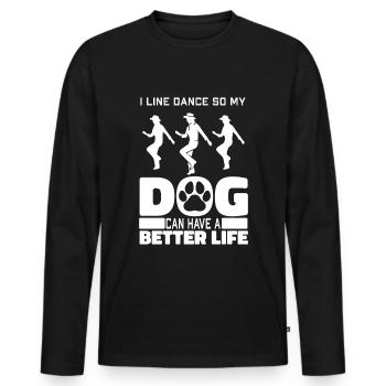 Line Dance Dog - Men's Premium Organic Long Sleeve Shirt - black - Front - Nico (187cm)