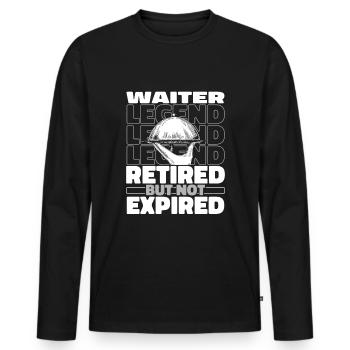 Serveur Serveuse à la retraite - T-shirt manches longues Premium bio Homme - noir - Devant - Nico (187cm)