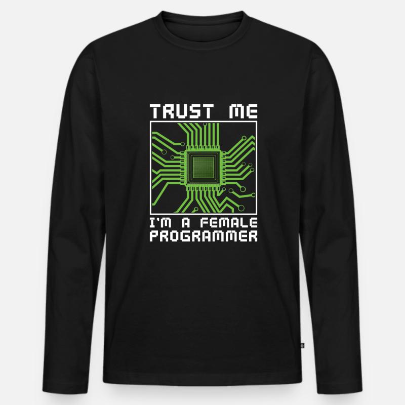 Developer Coder Programmer Microchip - Men's Premium Organic Long Sleeve Shirt - black