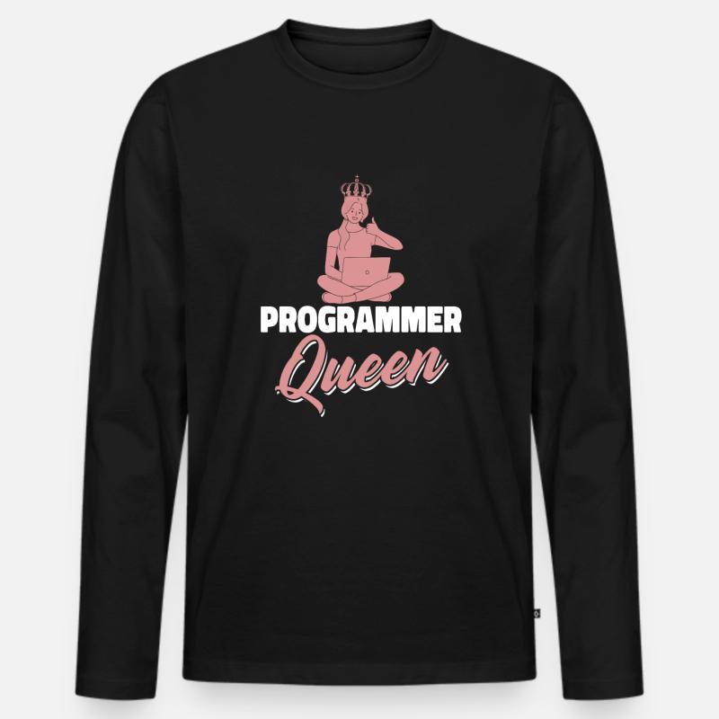 Développeur Coder Programmeur Queen - T-shirt manches longues Premium bio Homme - noir