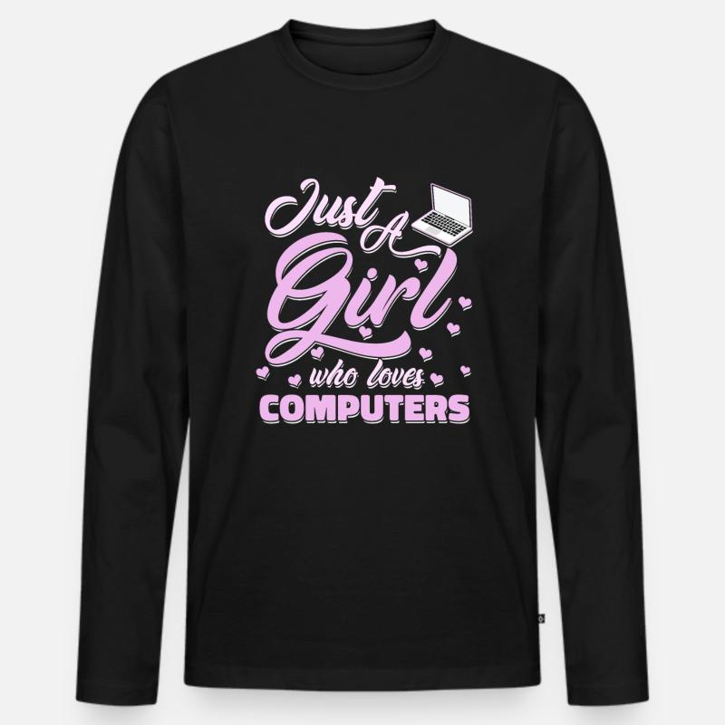 Developer Coder Programmer Girl - Men's Premium Organic Long Sleeve Shirt - black
