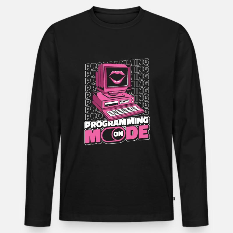 Developer Coder Programmer Lips - Men's Premium Organic Long Sleeve Shirt - black