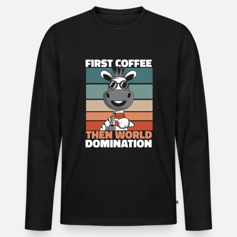 Zebra - Männer Premium Bio Langarmshirt - Schwarz
