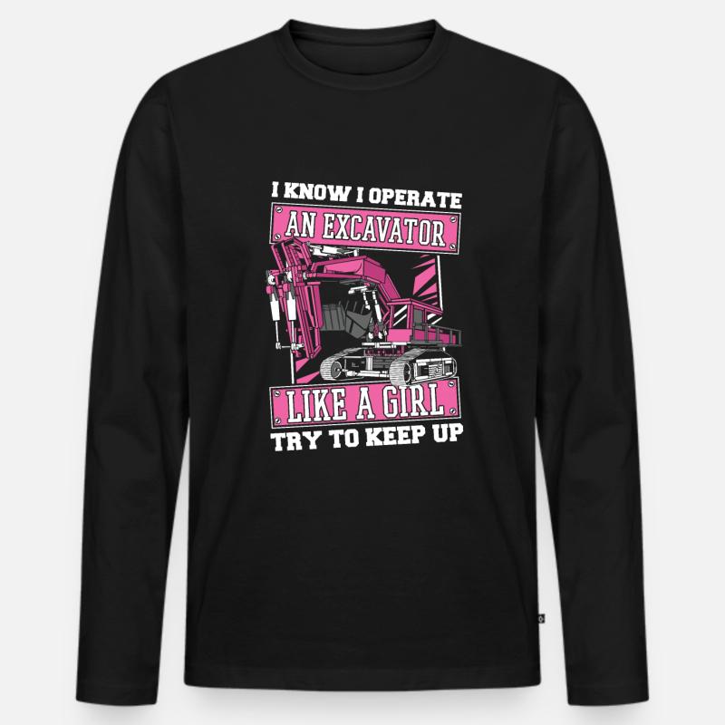 Baggerfahrer Witzig - Männer Premium Bio Langarmshirt - Schwarz