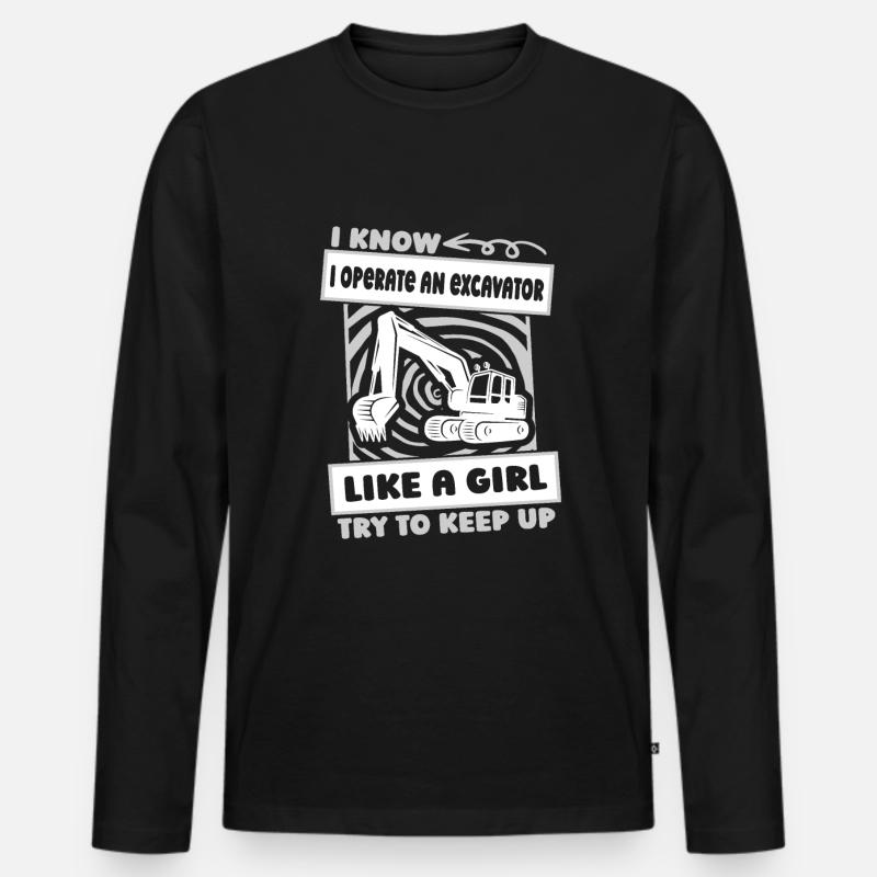 Baggerfahrer Lustig - Männer Premium Bio Langarmshirt - Schwarz