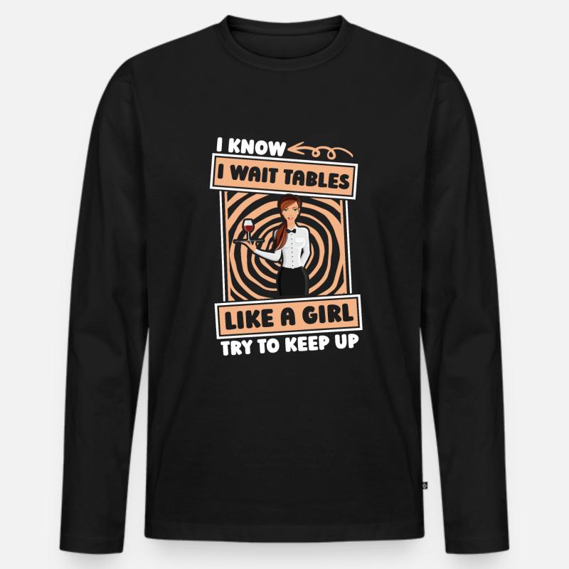 Kellner Kellnerin Lustig - Männer Premium Bio Langarmshirt - Schwarz