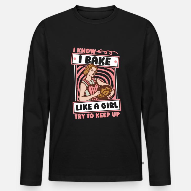 Backen Bäcker Bäckerei Mädchen - Männer Premium Bio Langarmshirt - Schwarz