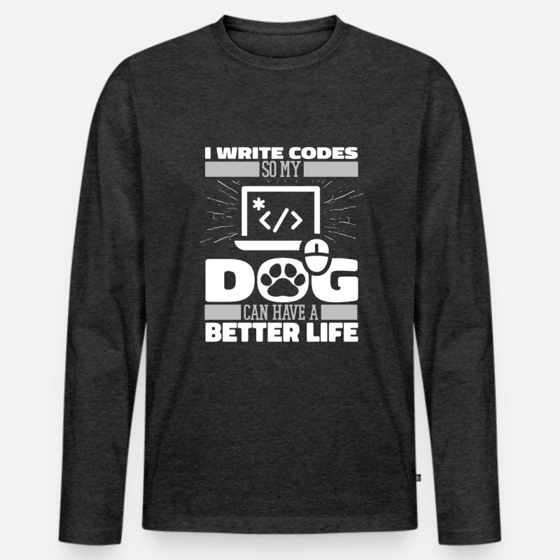 Developer Coder Programmer Dog Men's Premium Organic Long Sleeve Shirt