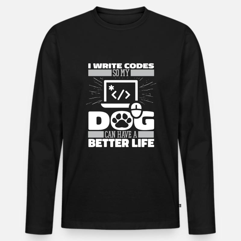 Entwickler Coder Programmierer Hund - Männer Premium Bio Langarmshirt - Schwarz