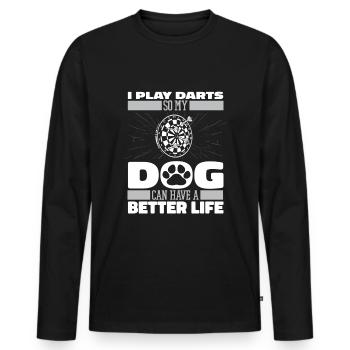 Dart Dartspieler Hund - Männer Premium Bio Langarmshirt - Schwarz - Vorne - Nico (187cm)