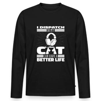 Chats du centre de contrôle des appels d’urgence - T-shirt manches longues Premium bio Homme - noir - Devant - Nico (187cm)