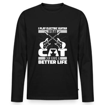 Electric Guitar Electric Guitar Cat - Men's Premium Organic Long Sleeve Shirt - black - Front - Nico (187cm)