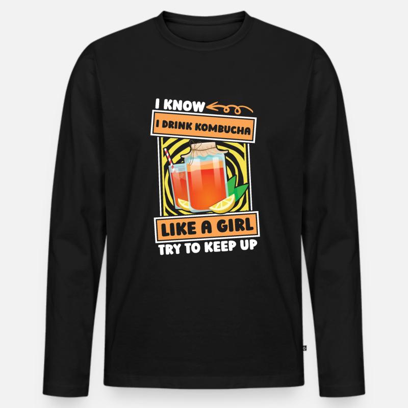 Kombucha Mädchen - Männer Premium Bio Langarmshirt - Schwarz