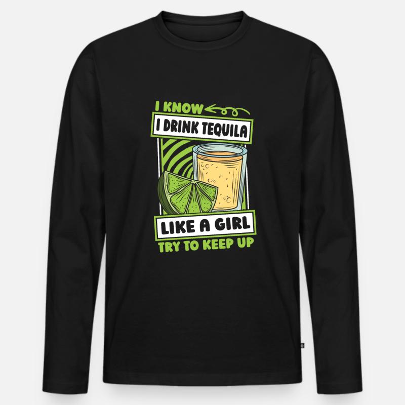 Tequila Mädchen - Männer Premium Bio Langarmshirt - Schwarz
