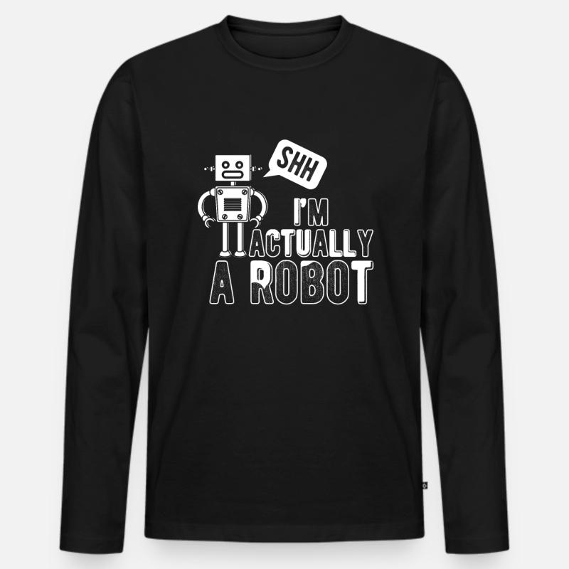 Robotik Ai Roboter Witzig - Männer Premium Bio Langarmshirt - Schwarz