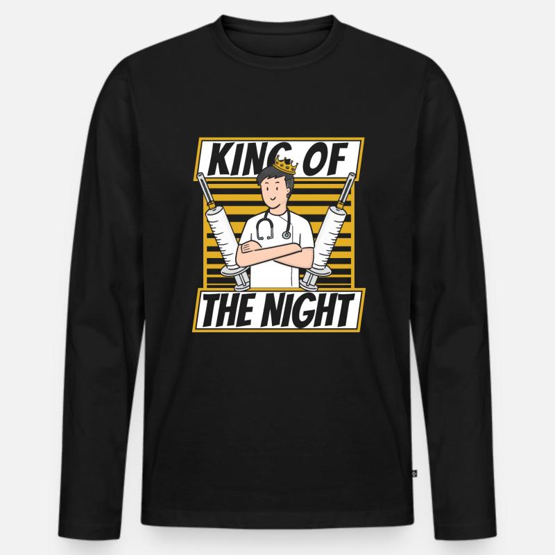 Krankenschwester Spritzen - Männer Premium Bio Langarmshirt - Schwarz