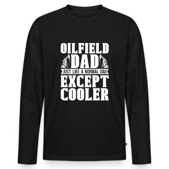 Oil Field Oil Rig Père Oilfield Papa - T-shirt manches longues Premium bio Homme - noir - Devant - Nico (187cm)