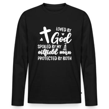 Plate-forme pétrolière Christian - T-shirt manches longues Premium bio Homme - noir - Devant - Nico (187cm)
