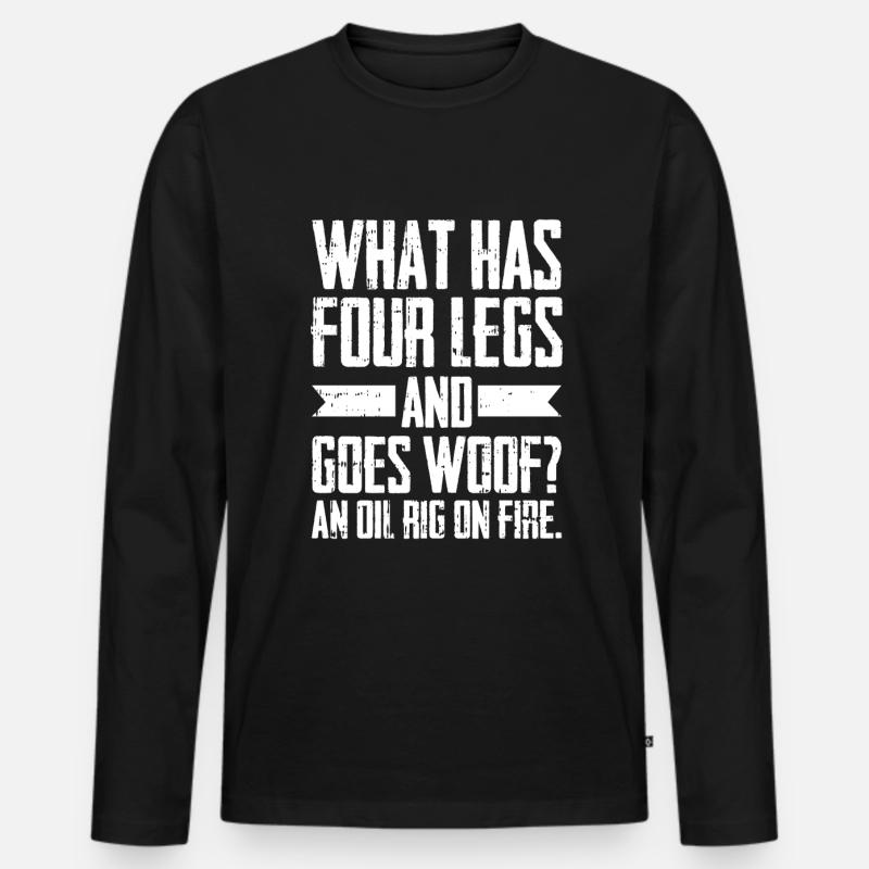 Ölfeld Bohrinsel Witzig - Männer Premium Bio Langarmshirt - Schwarz